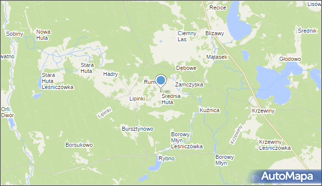 mapa Średnia Huta, Średnia Huta na mapie Targeo